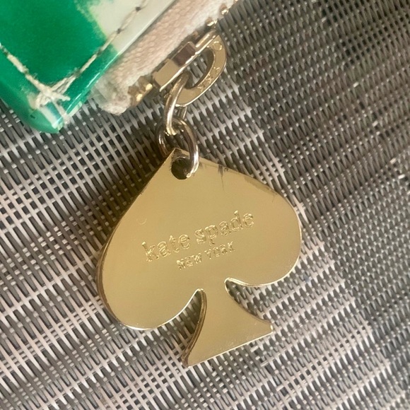 Kate Spade Designer logo zipper pencil pouch makeup bag school green white vtg - Picture 2 of 5